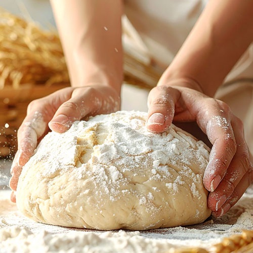 パン種こねている